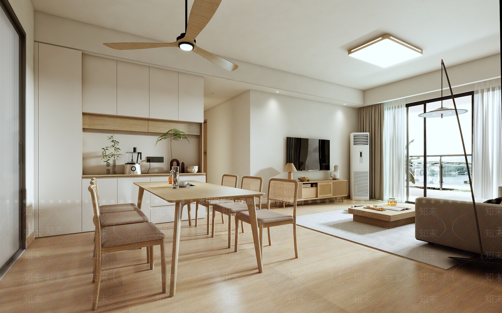 嵌入式餐边柜开放式厨房3D模型下载【ID:1227548804】