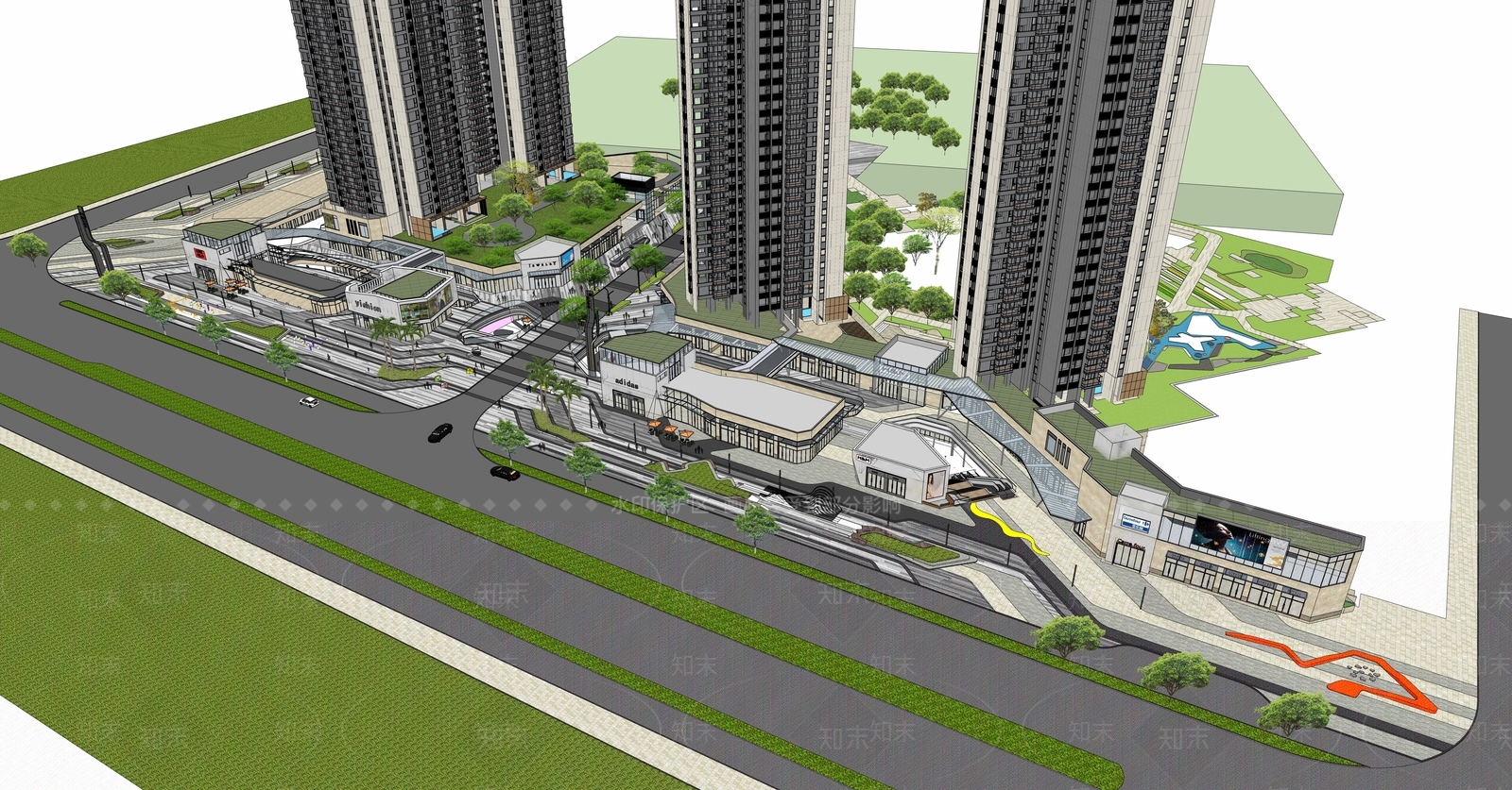 现代商场建筑SU模型下载【ID:1165647730】