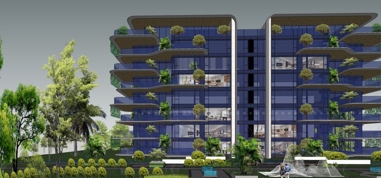 现代多层住宅SU模型下载【ID:1165653831】