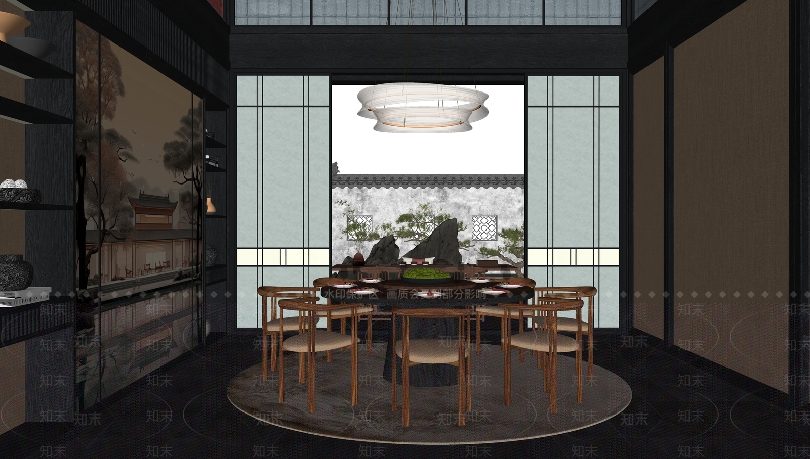 新中式包厢SU模型下载【ID:1165656417】