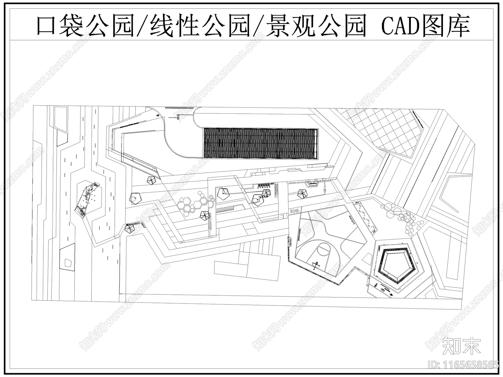 现代公园景观cad施工图下载【ID:1165658565】