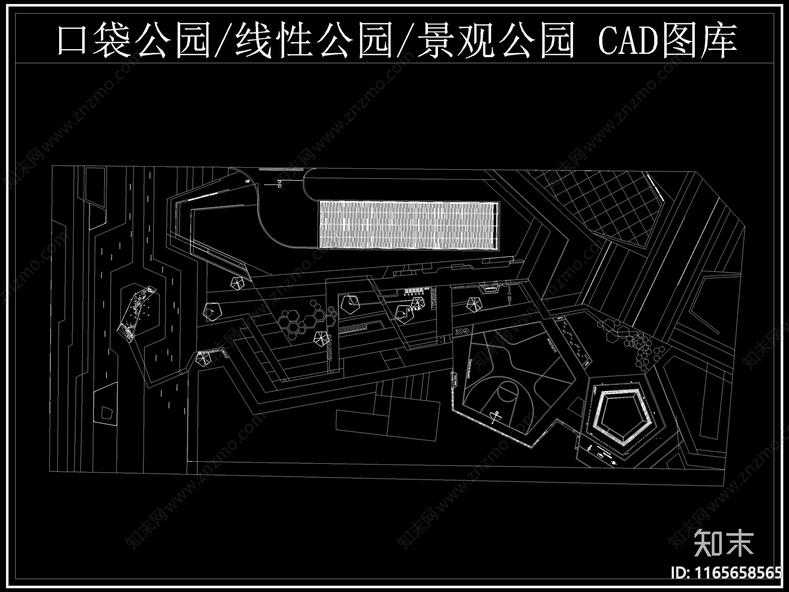 现代公园景观cad施工图下载【ID:1165658565】