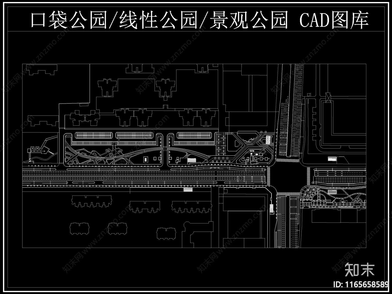 现代公园景观cad施工图下载【ID:1165658589】