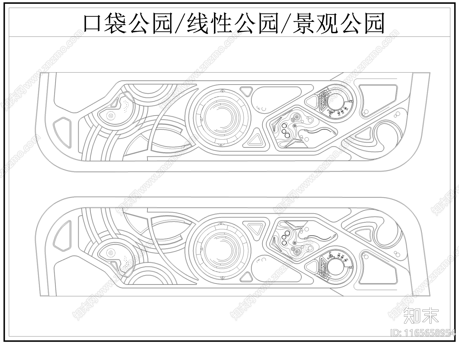 现代公园景观cad施工图下载【ID:1165658954】