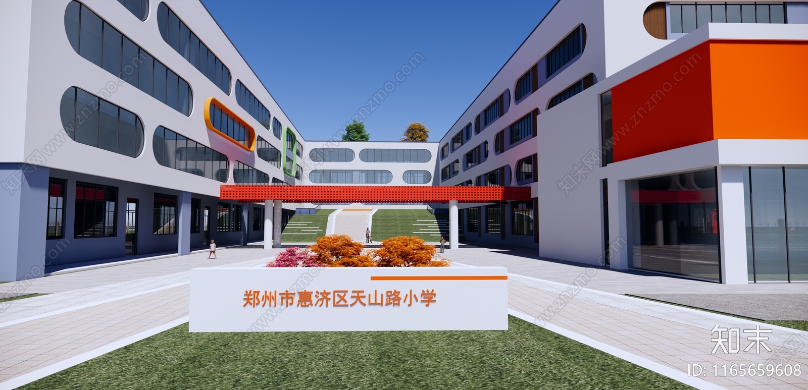 新中式现代学校建筑SU模型下载【ID:1165659608】