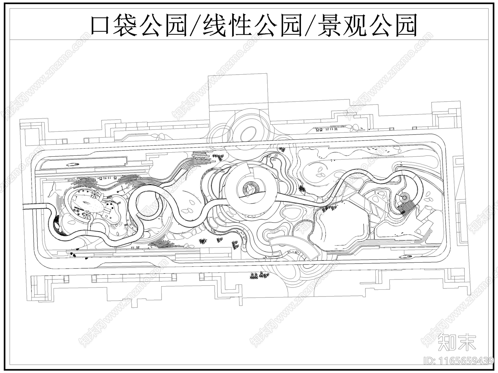 现代公园景观施工图下载【ID:1165659439】