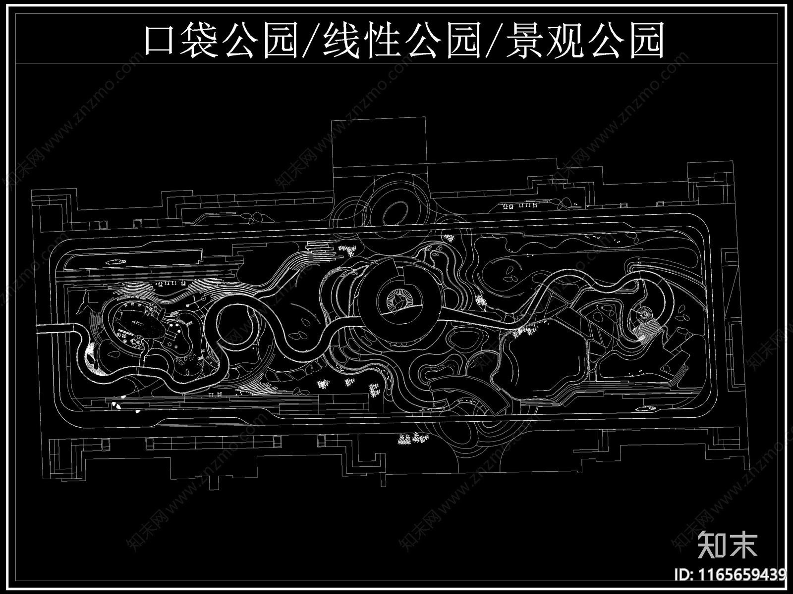 现代公园景观cad施工图下载【ID:1165659439】