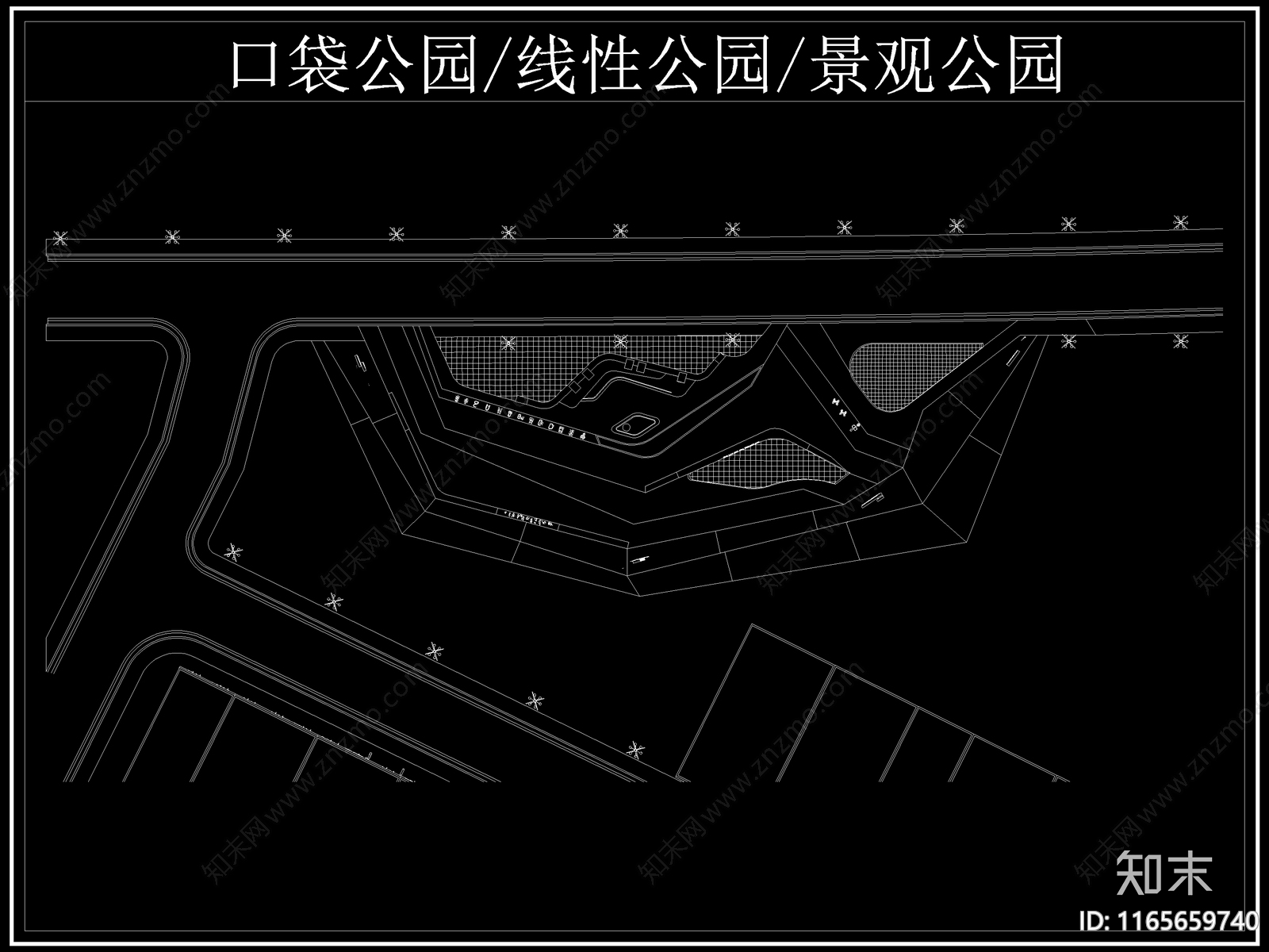 现代公园景观cad施工图下载【ID:1165659740】
