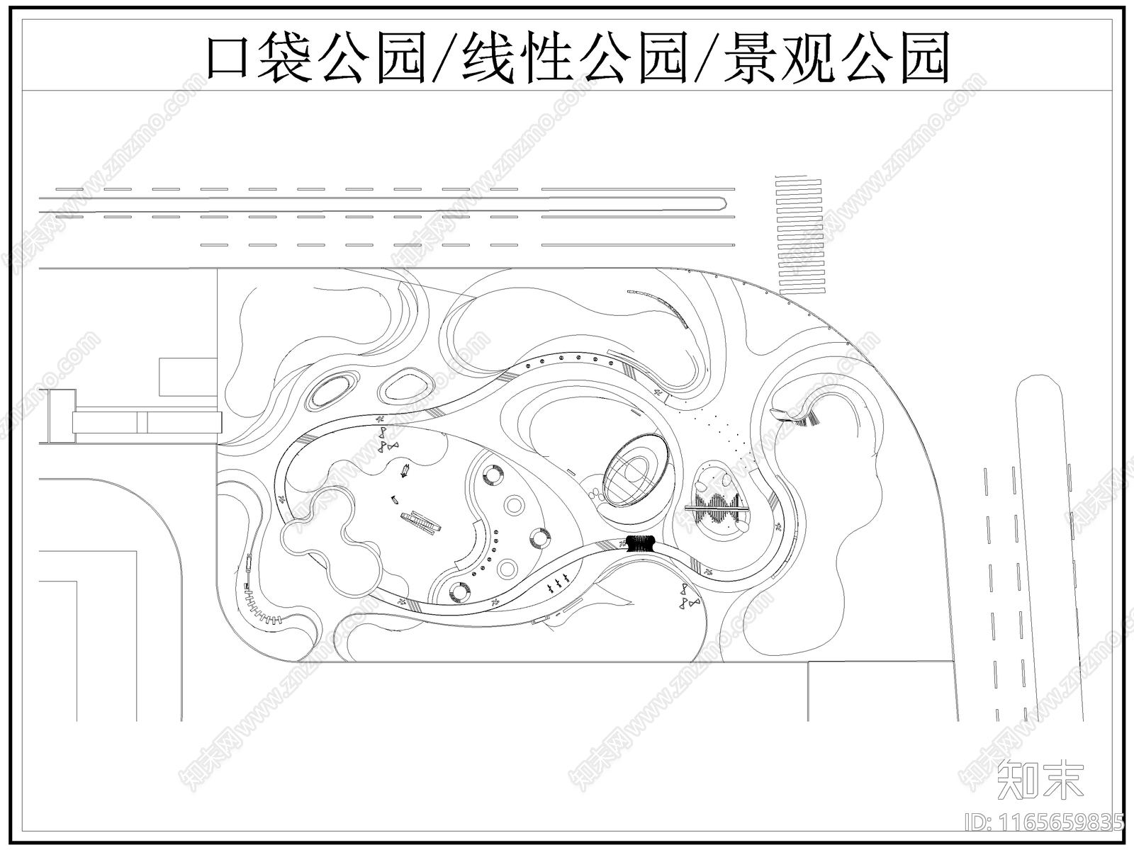 现代公园景观施工图下载【ID:1165659835】