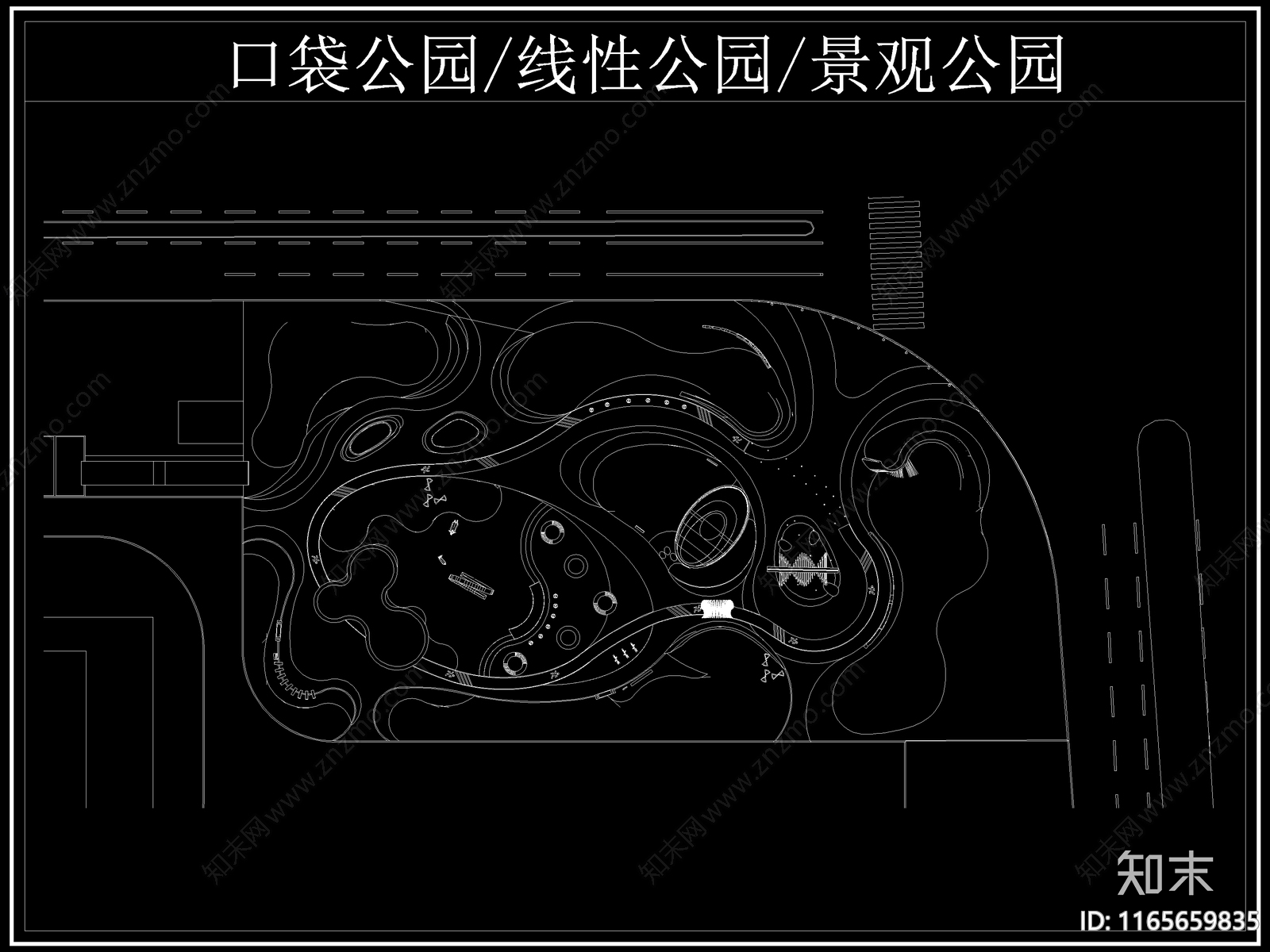 现代公园景观cad施工图下载【ID:1165659835】