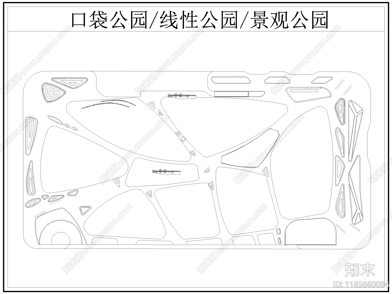 现代公园景观cad施工图下载【ID:1165660094】