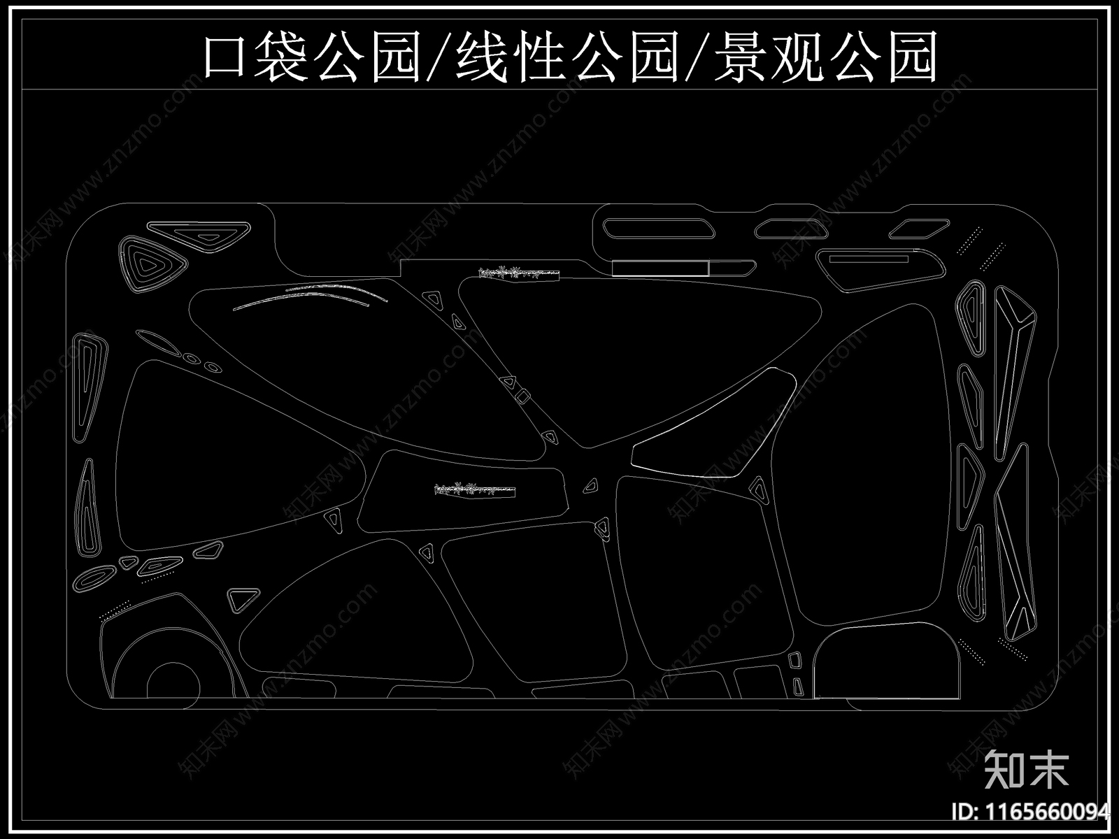 现代公园景观cad施工图下载【ID:1165660094】