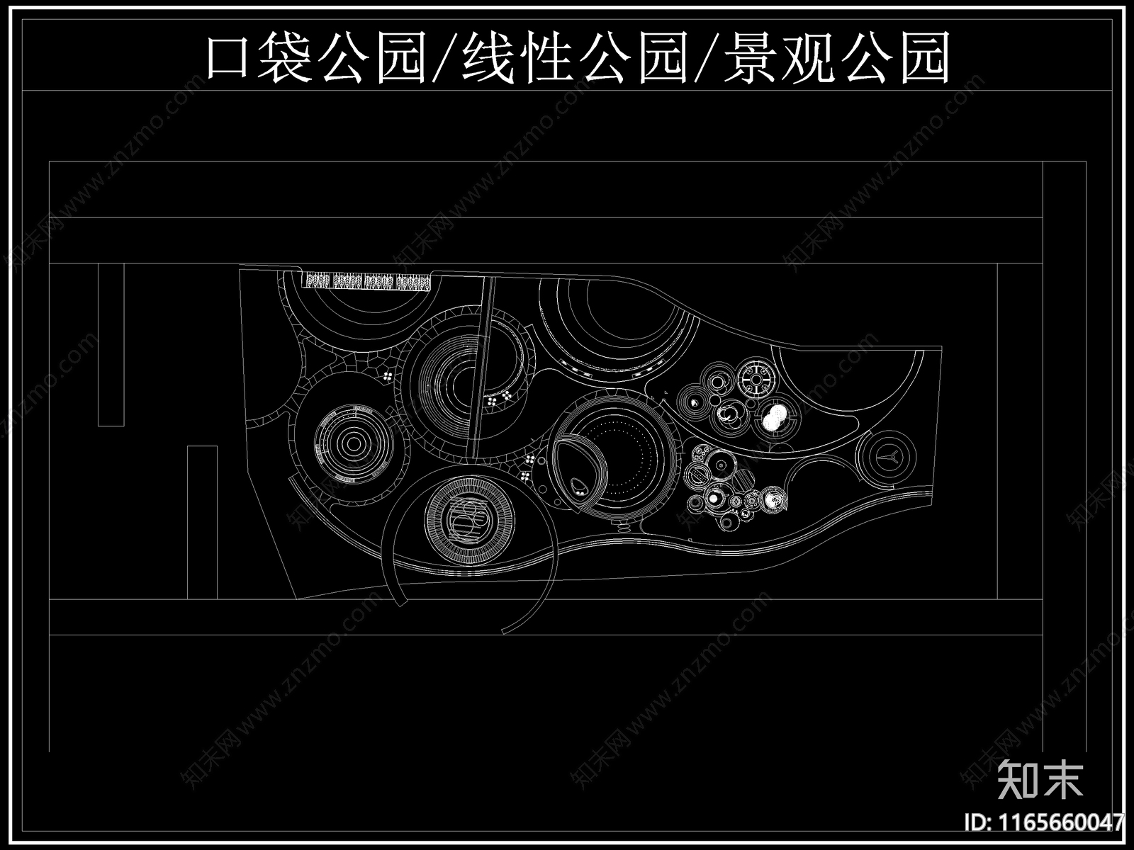 现代公园景观cad施工图下载【ID:1165660047】