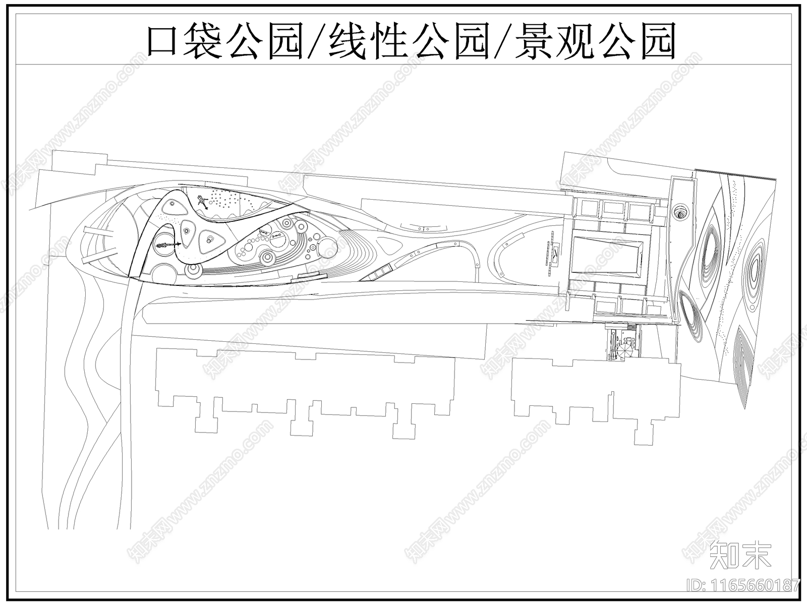 现代公园景观cad施工图下载【ID:1165660187】