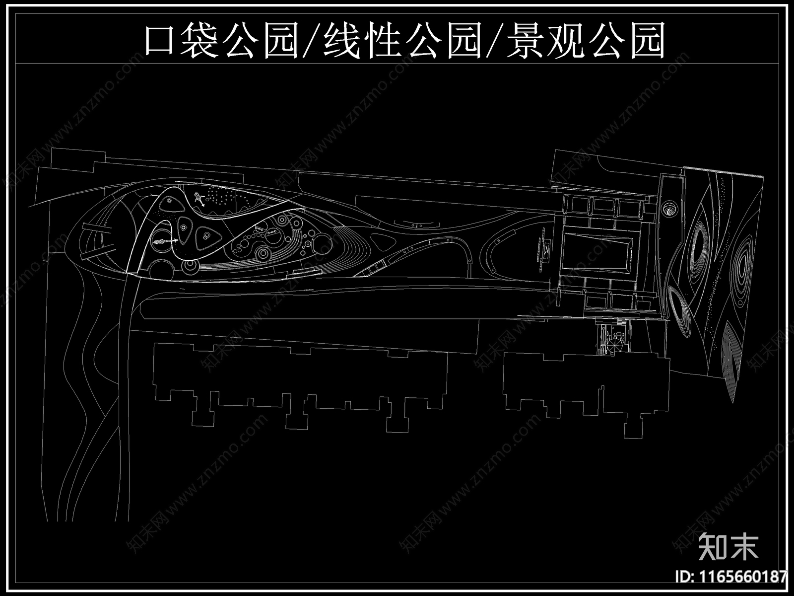 现代公园景观cad施工图下载【ID:1165660187】