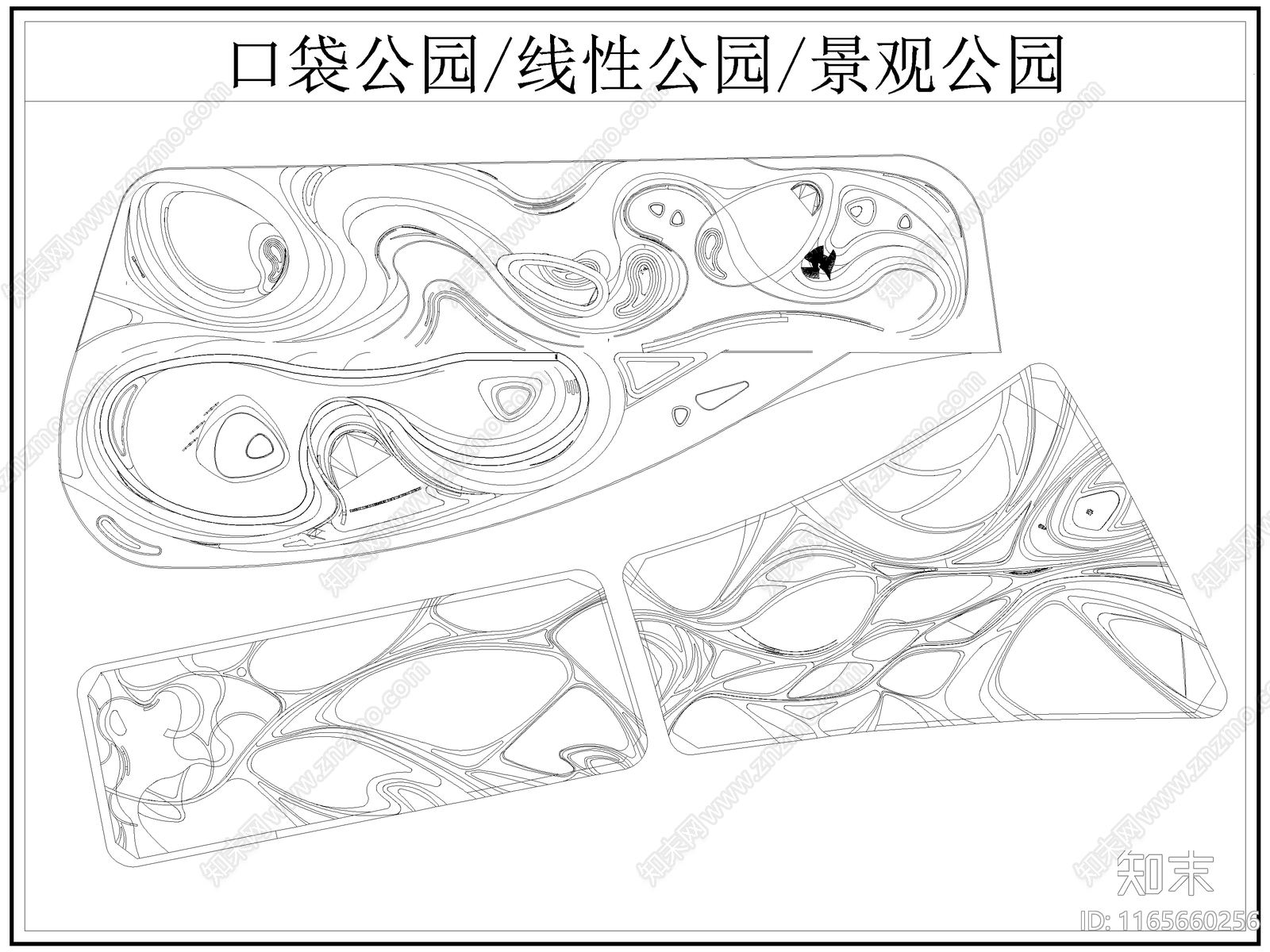 现代公园景观cad施工图下载【ID:1165660256】