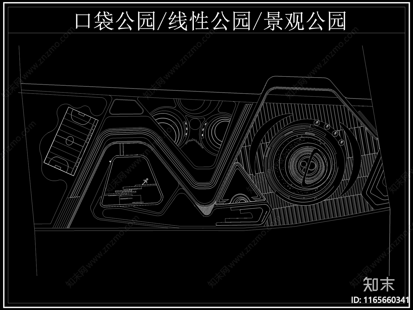现代公园景观cad施工图下载【ID:1165660341】