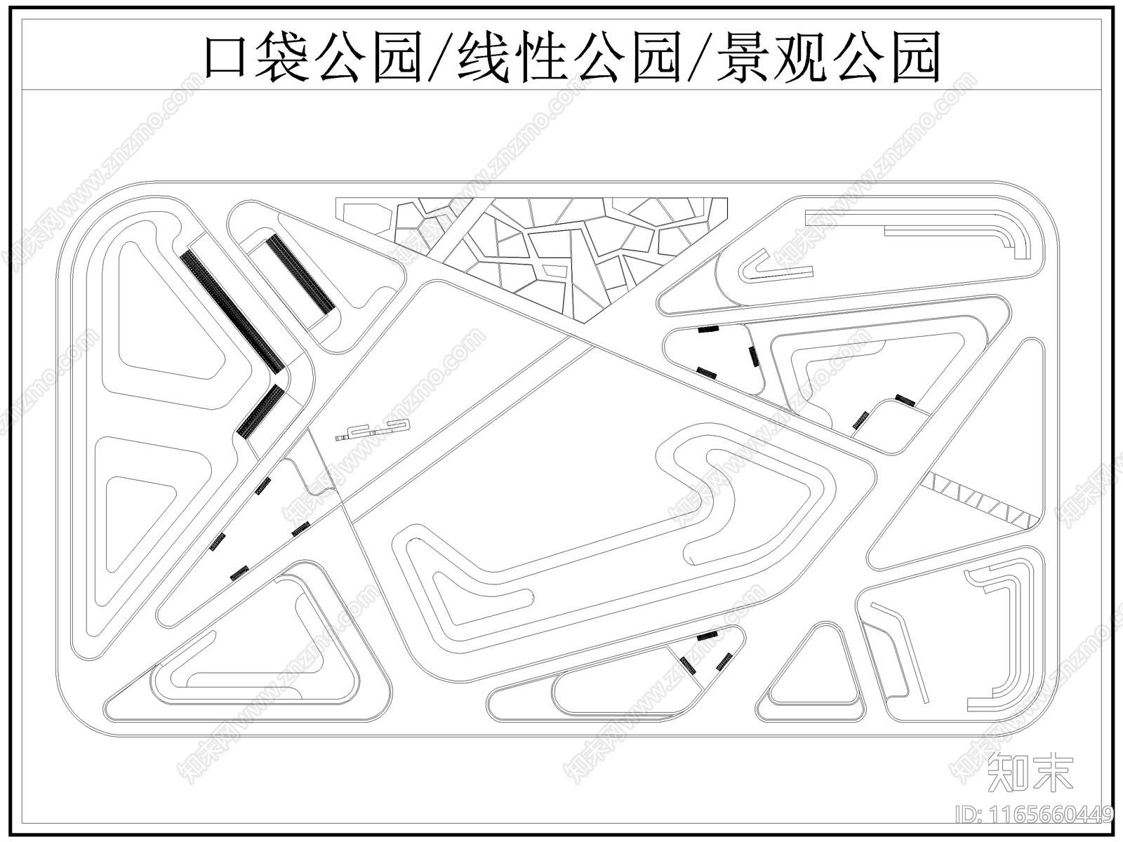 现代公园景观施工图下载【ID:1165660449】