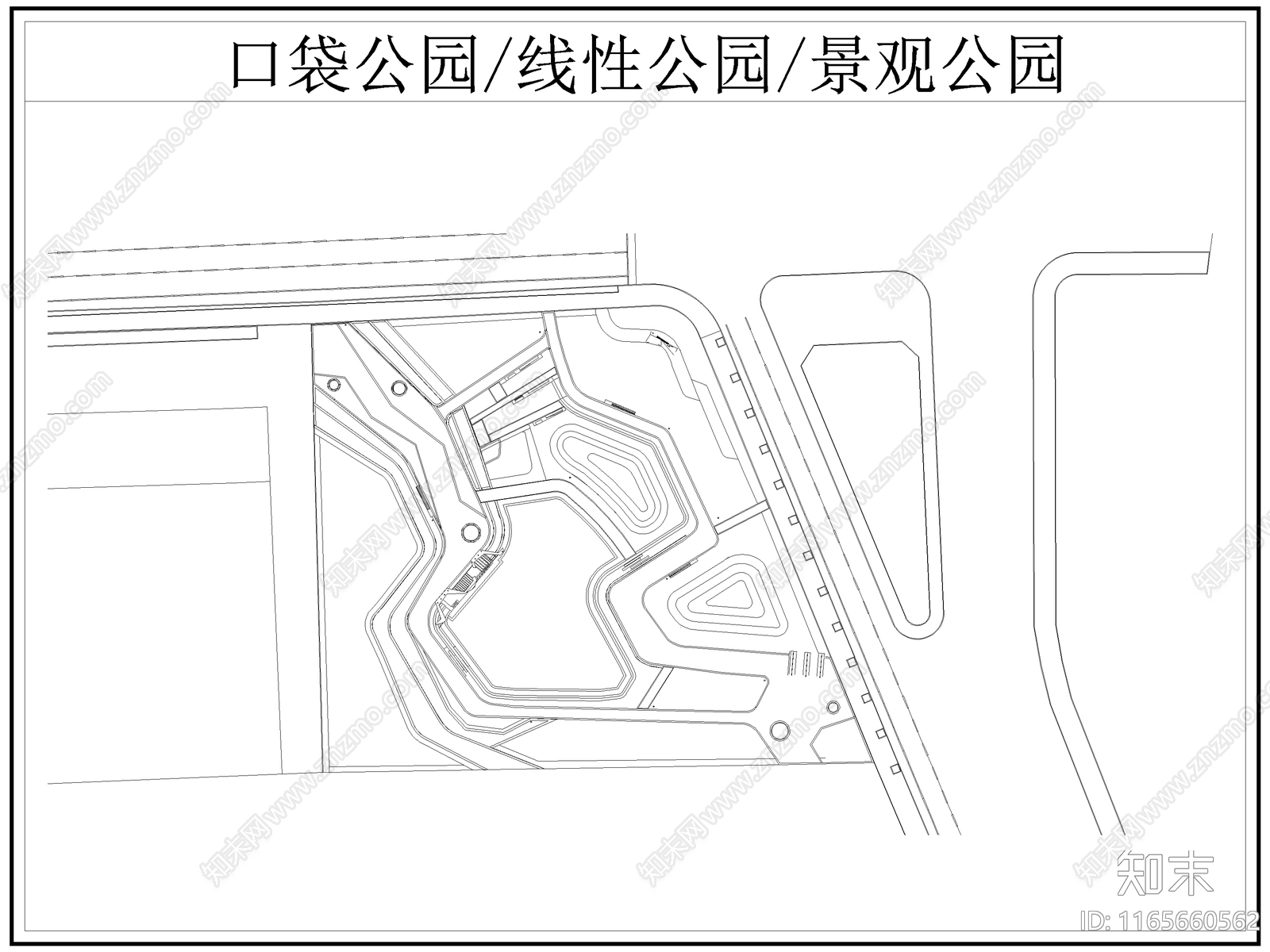 现代公园景观cad施工图下载【ID:1165660562】