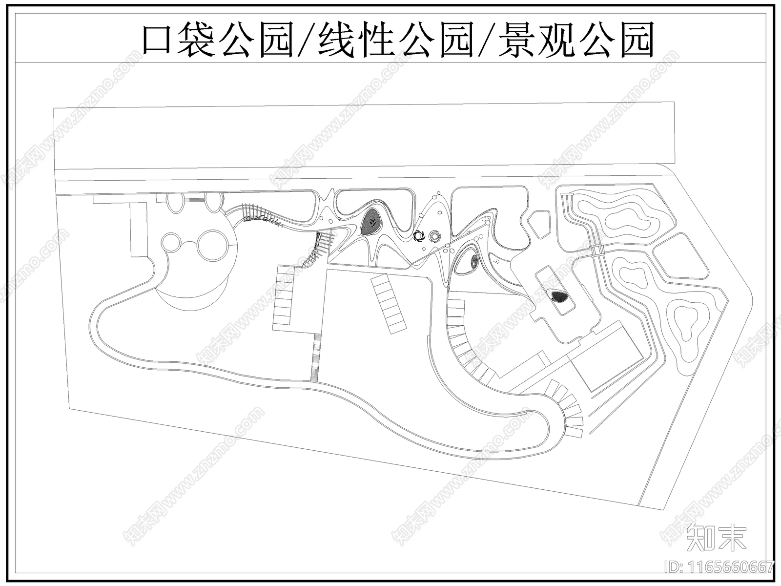 现代公园景观cad施工图下载【ID:1165660667】