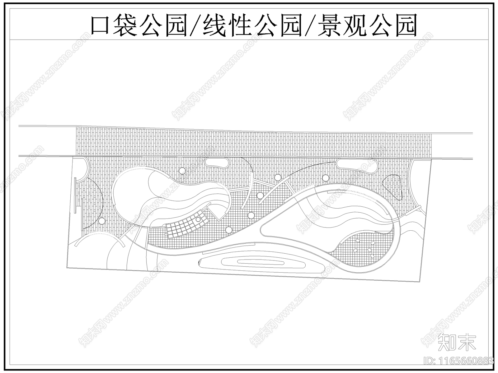 现代公园景观cad施工图下载【ID:1165660883】