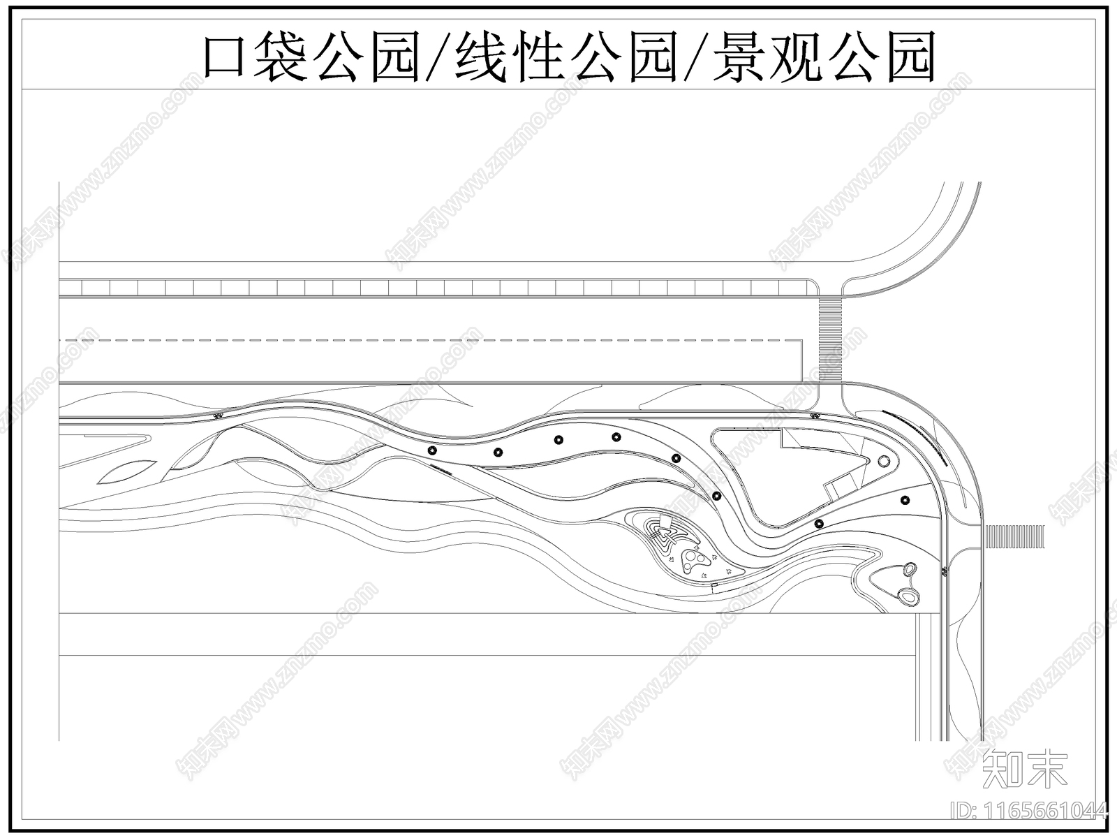 现代公园景观cad施工图下载【ID:1165661044】