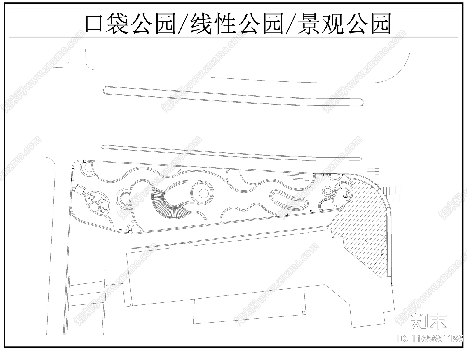 现代公园景观cad施工图下载【ID:1165661196】