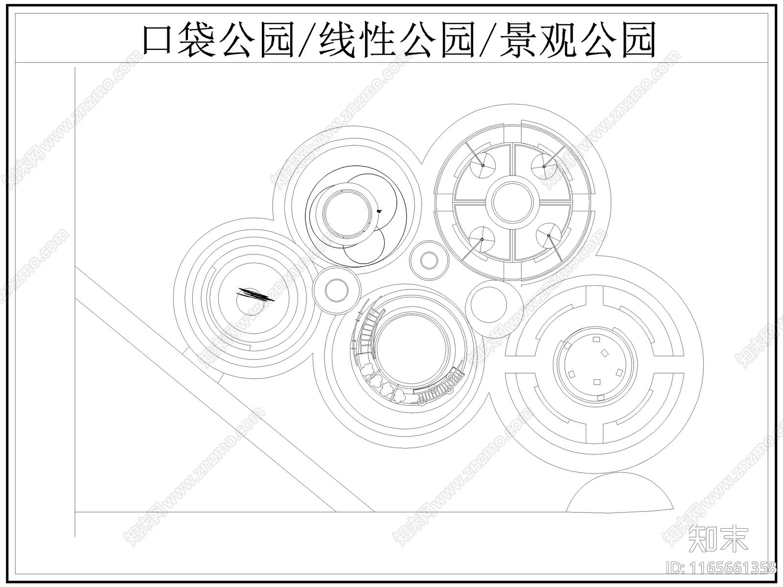 现代公园景观cad施工图下载【ID:1165661358】