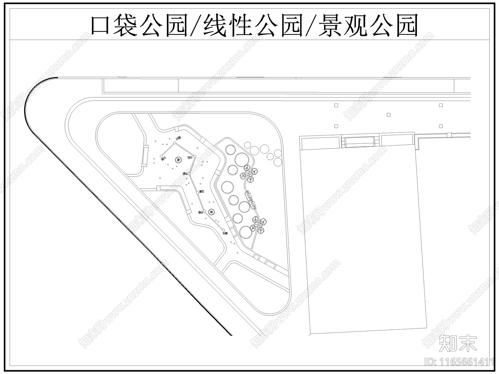 现代公园景观施工图下载【ID:1165661411】