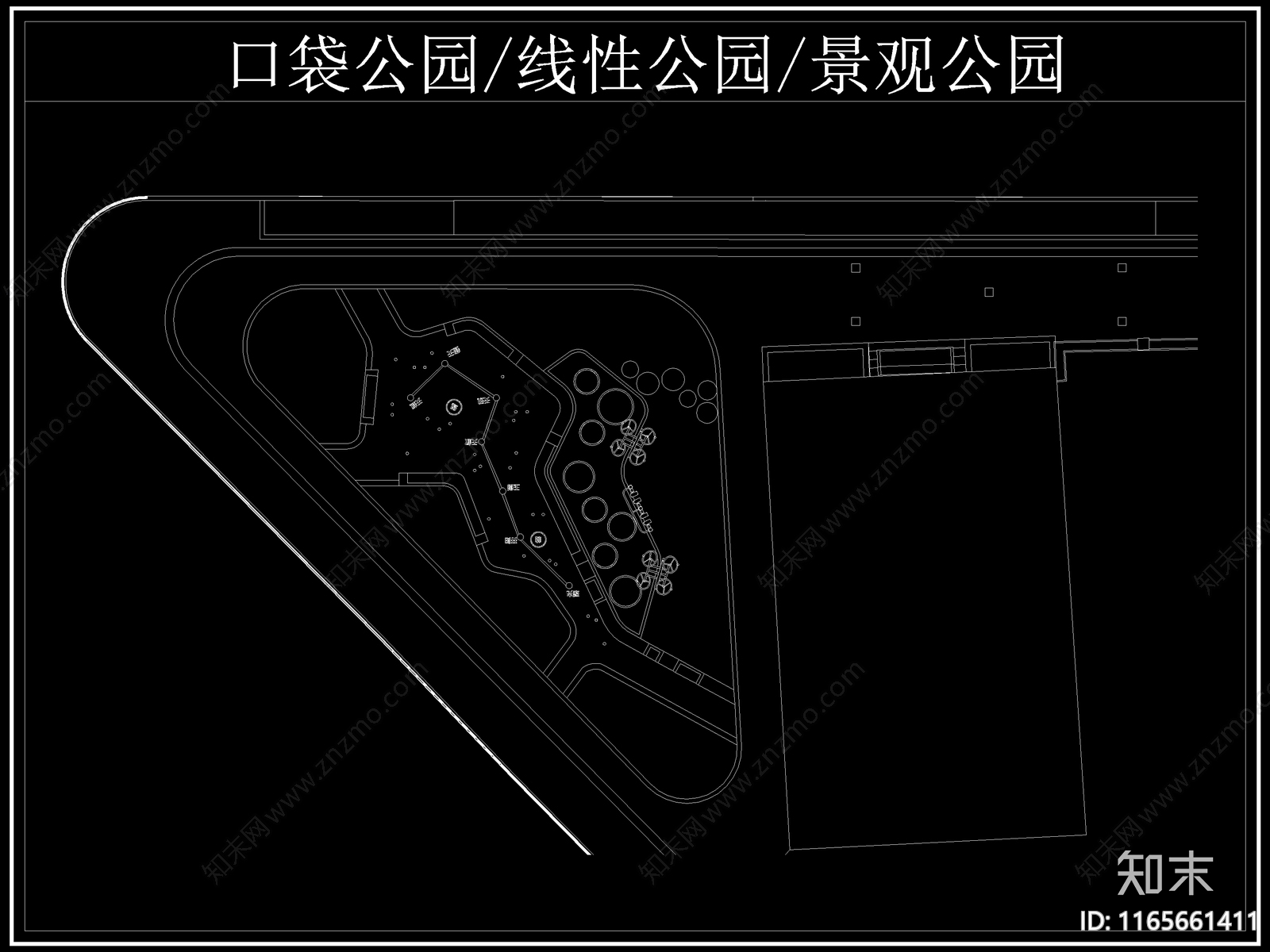 现代公园景观cad施工图下载【ID:1165661411】
