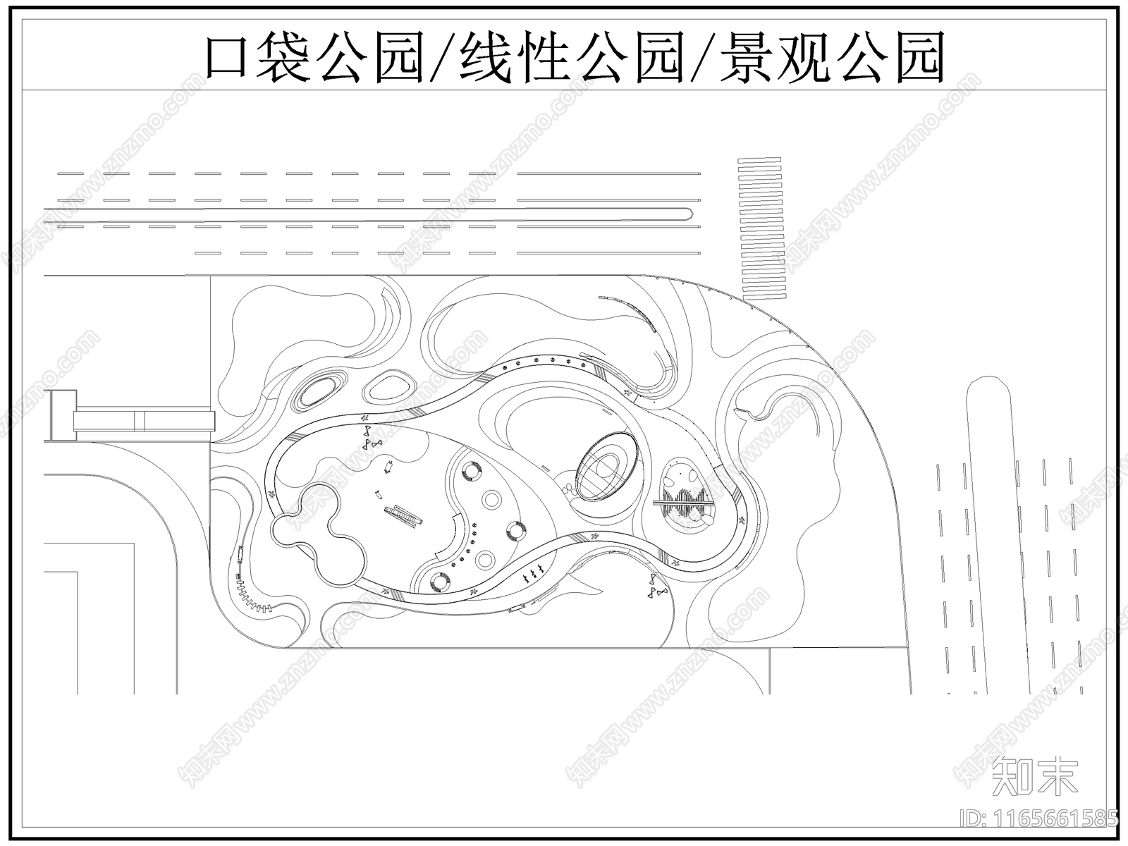 现代公园景观施工图下载【ID:1165661585】