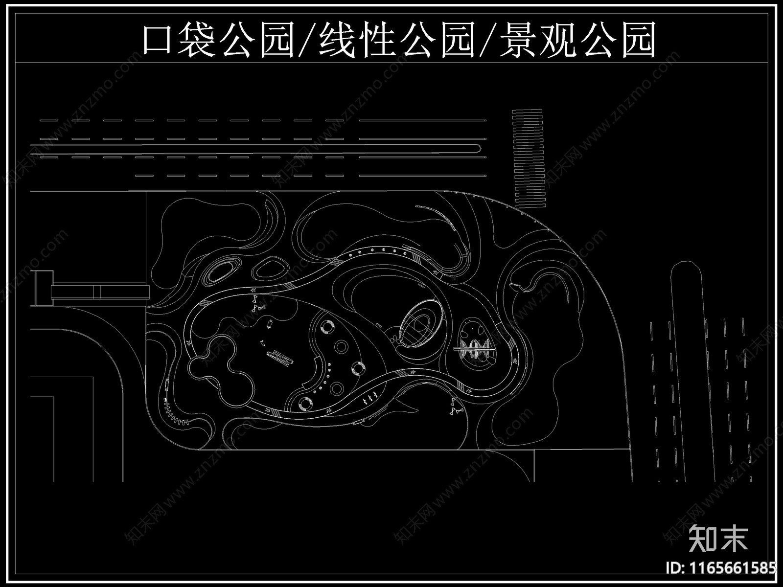 现代公园景观cad施工图下载【ID:1165661585】
