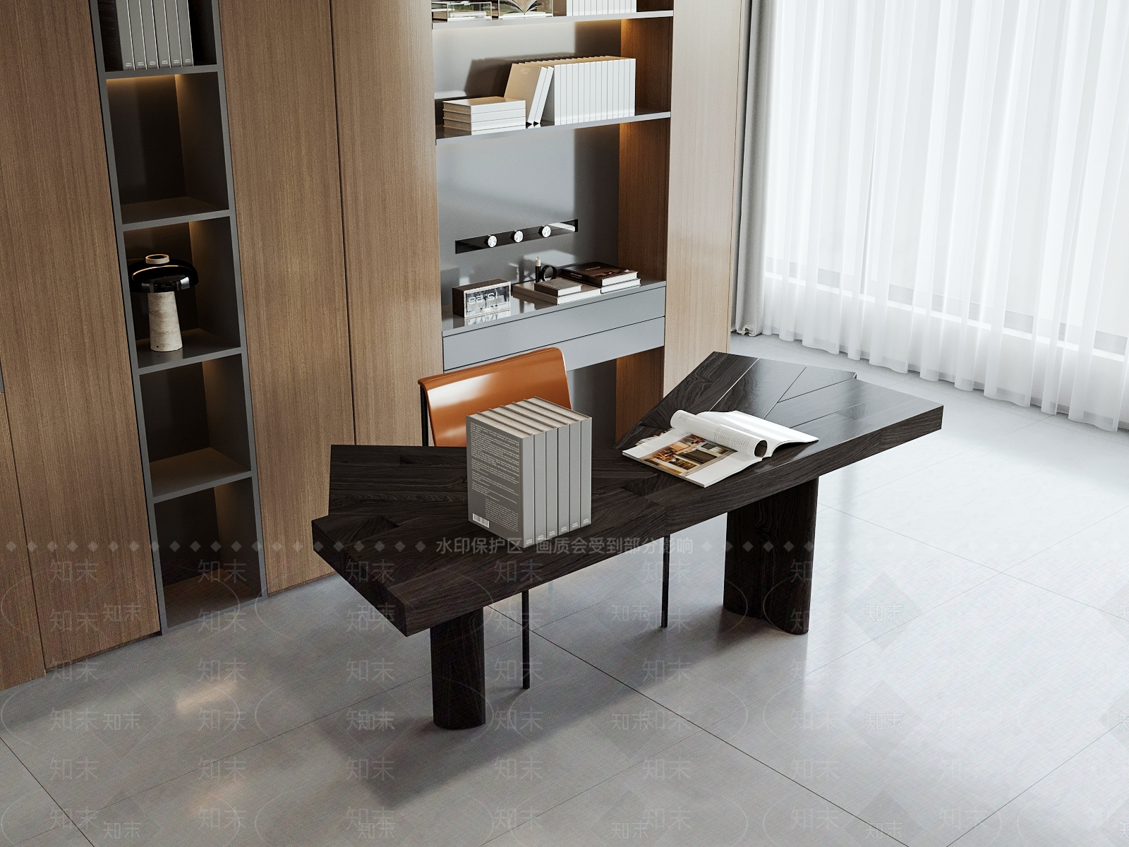 现代意式书桌椅3D模型下载【ID:1165664777】