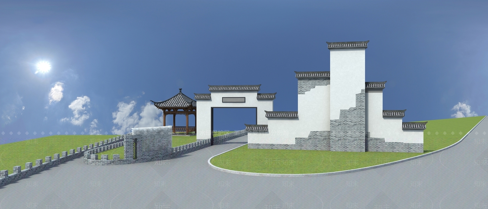 现代新中式景墙3D模型下载【ID:1165670851】