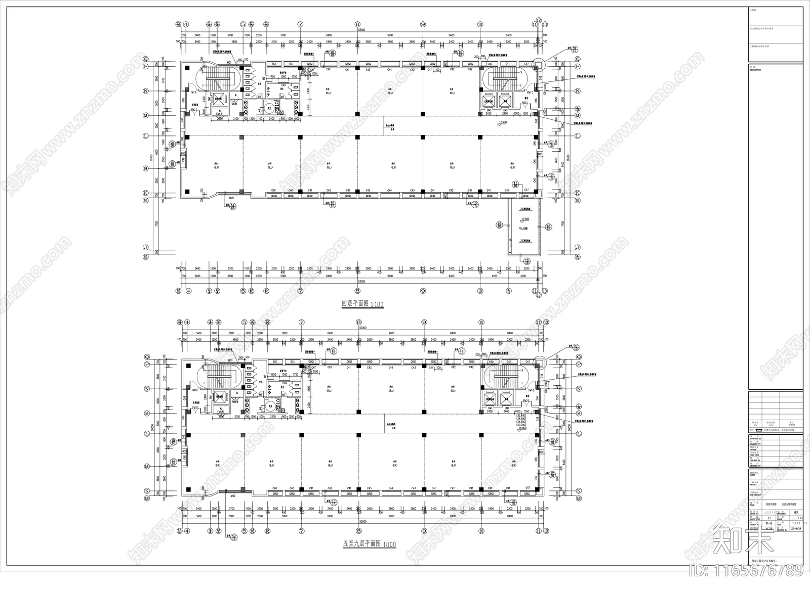 现代产业园建筑cad施工图下载【ID:1165676789】