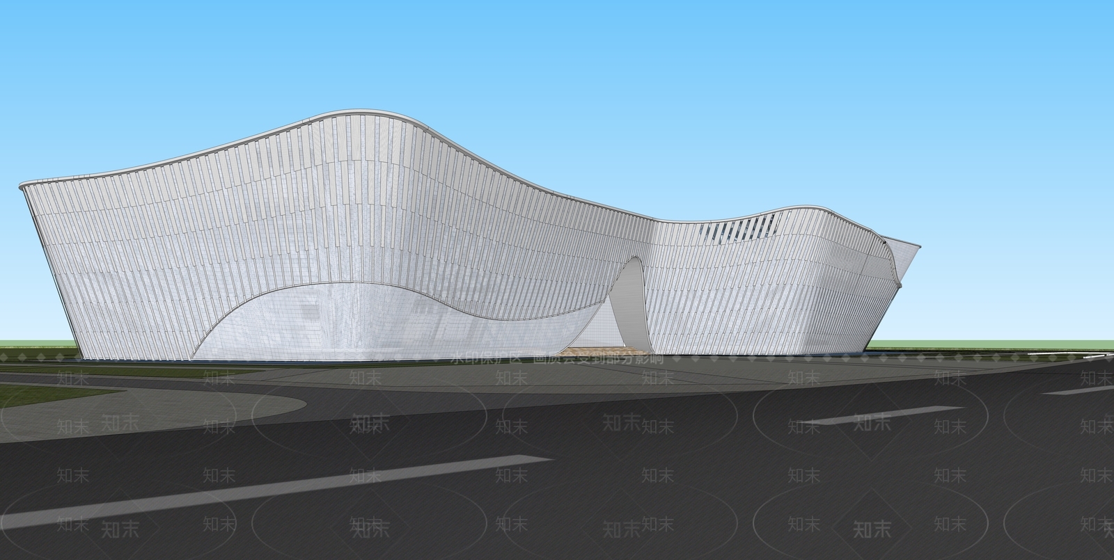 现代展览馆建筑SU模型下载【ID:1165676496】