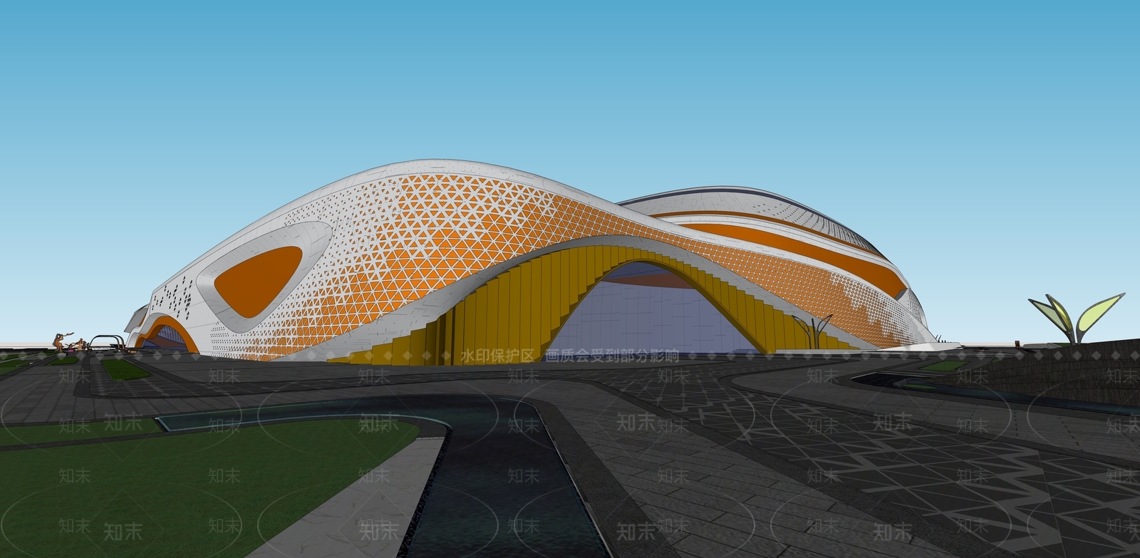 现代商场建筑SU模型下载【ID:1165677989】