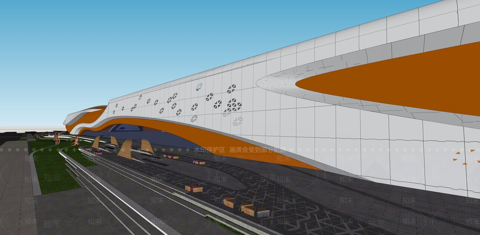现代商场建筑SU模型下载【ID:1165677989】
