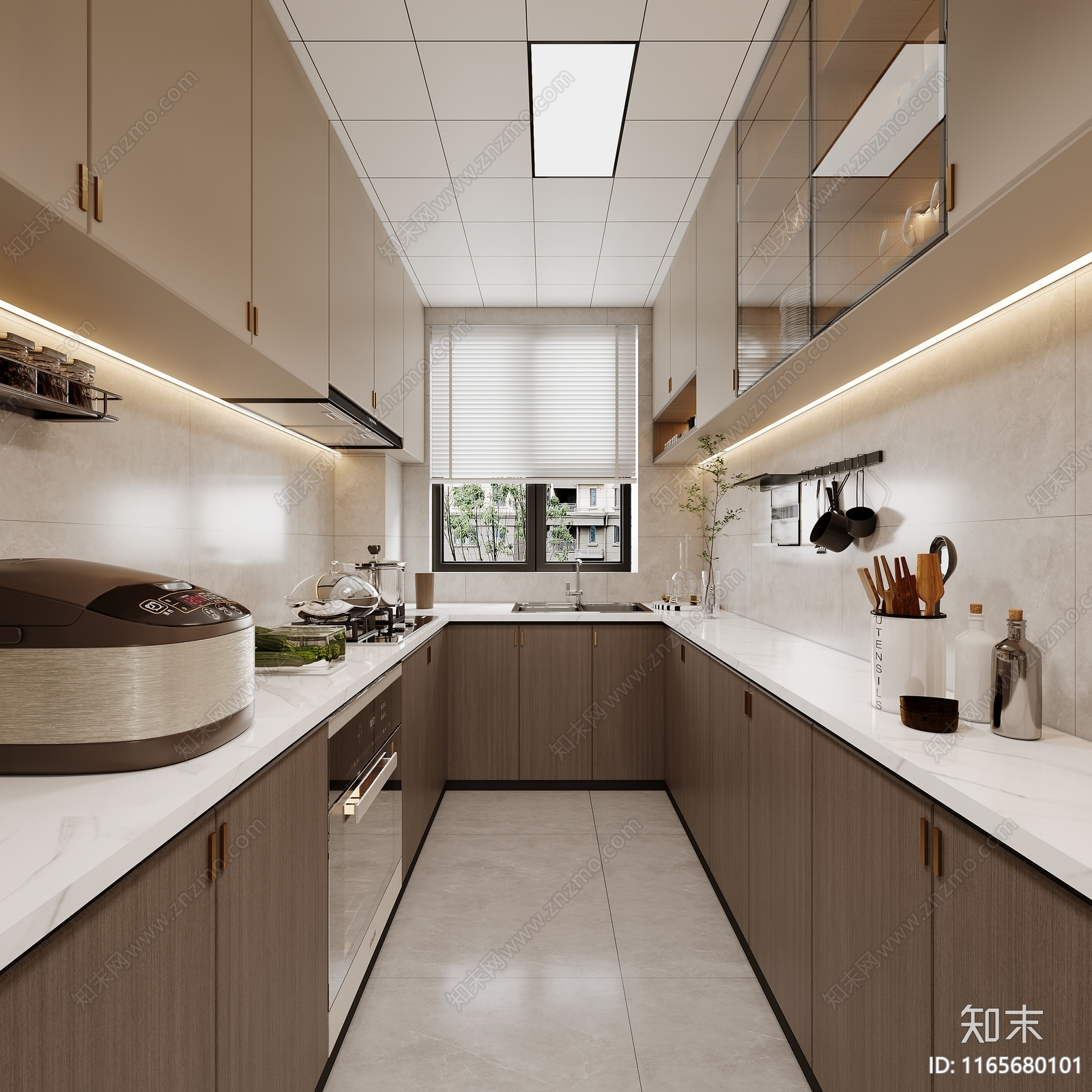 新中式封闭式厨房3D模型下载【ID:1165680101】