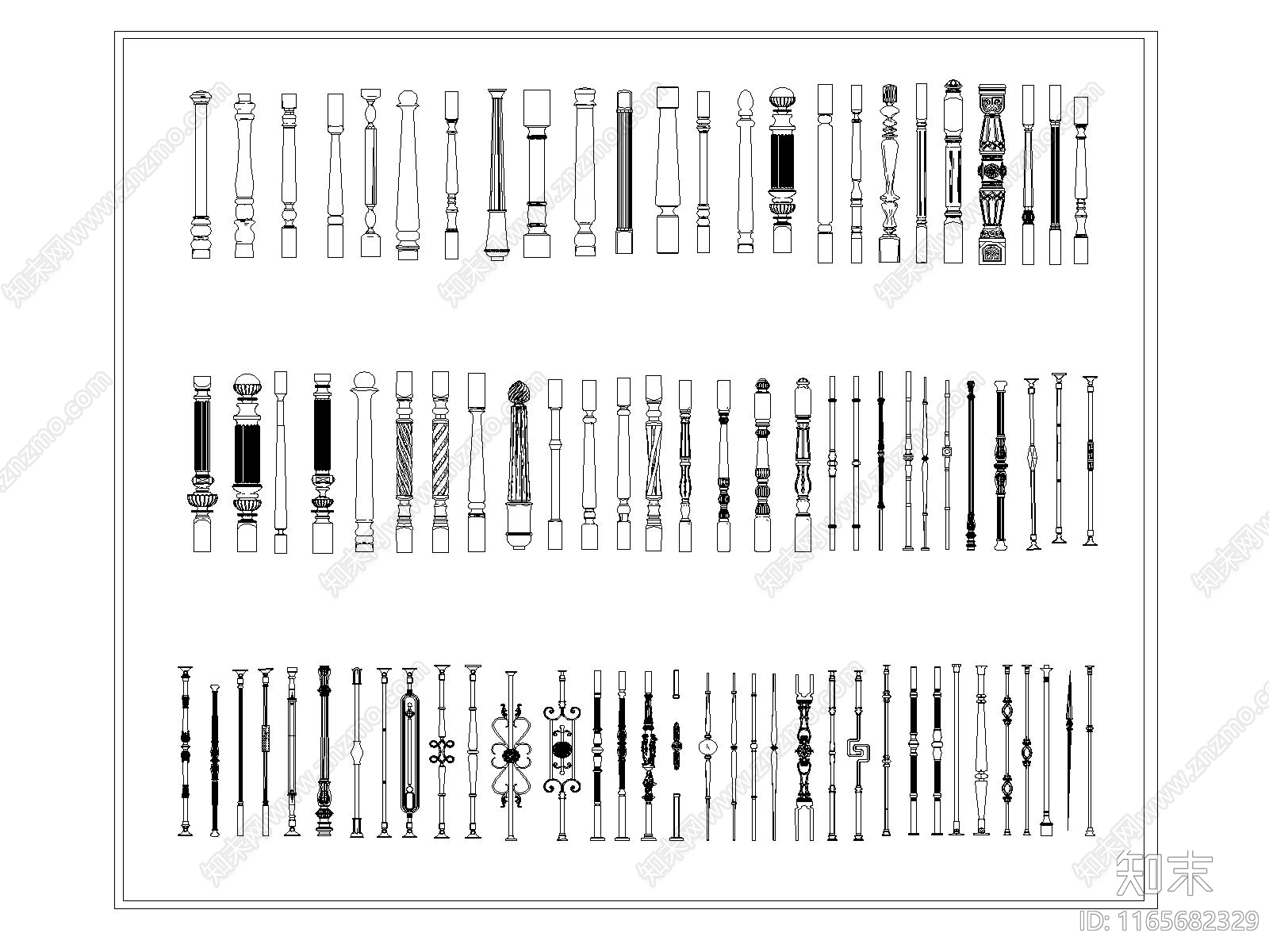 现代栏杆施工图下载【ID:1165682329】