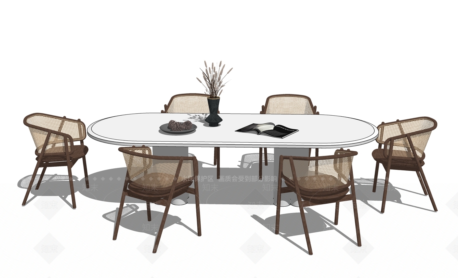 日式侘寂餐桌SU模型下载【ID:1165688792】