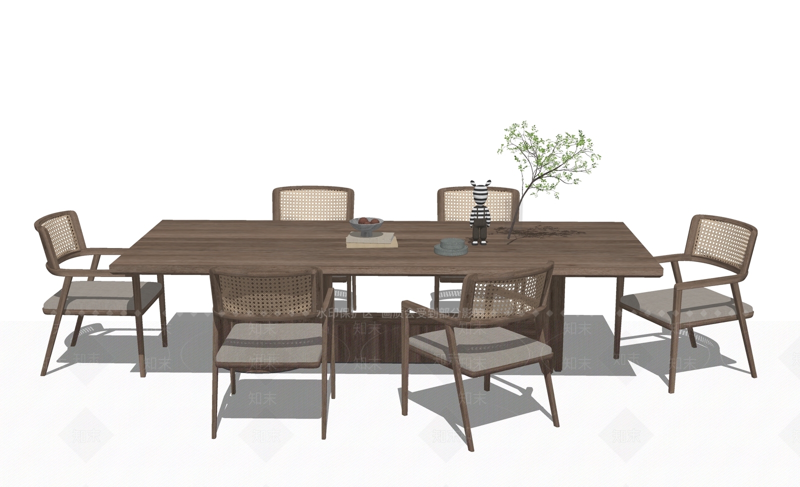 日式侘寂餐桌SU模型下载【ID:1165688842】