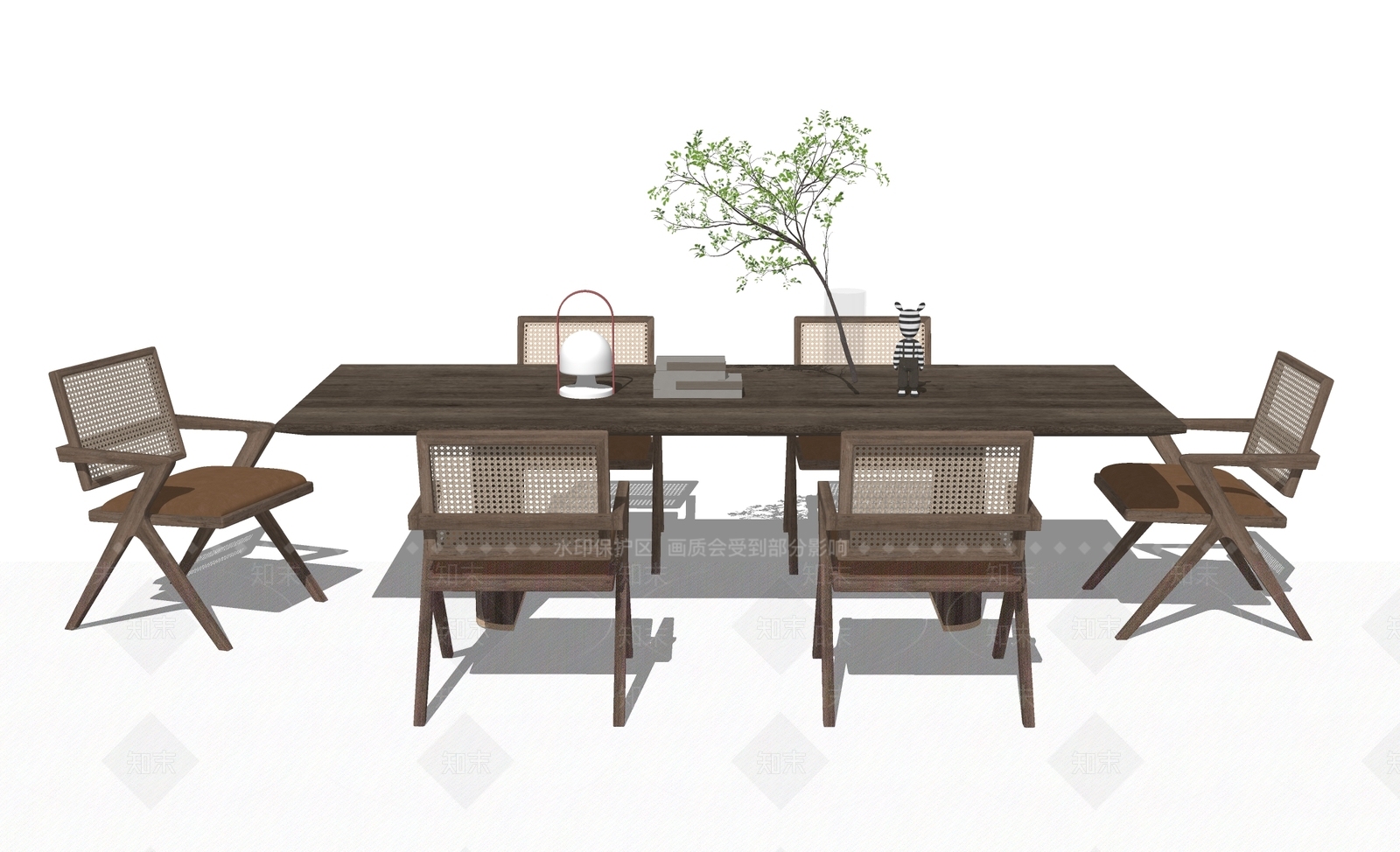 日式侘寂餐桌SU模型下载【ID:1165689004】