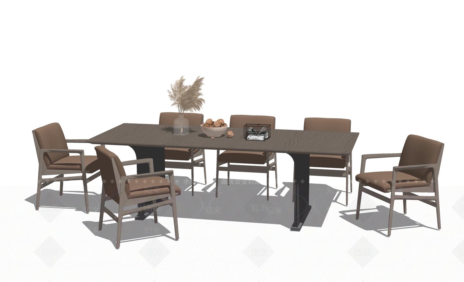 日式侘寂餐桌SU模型下载【ID:1165689458】