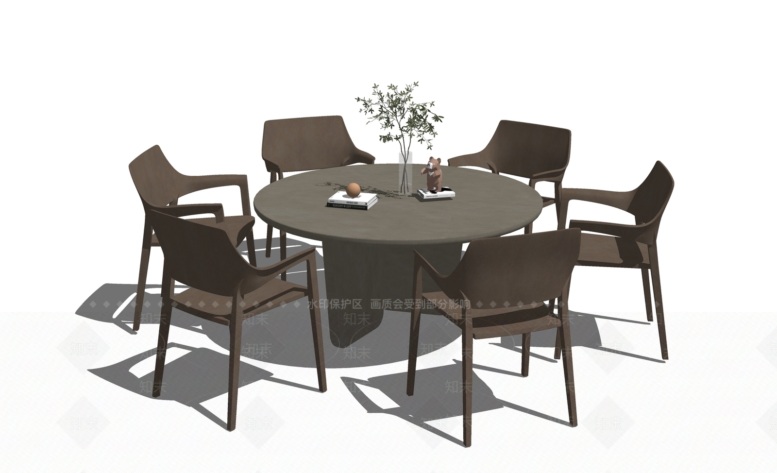 日式侘寂餐桌SU模型下载【ID:1165689755】