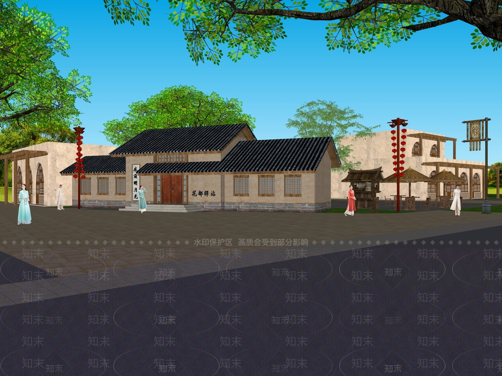 现代新中式驿站SU模型下载【ID:1165706072】