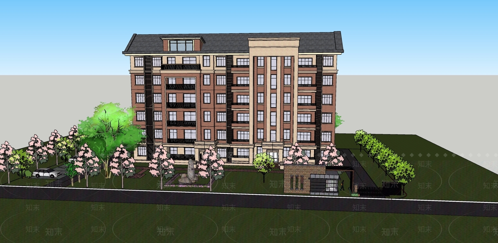 欧式简欧办公楼SU模型下载【ID:1165708419】