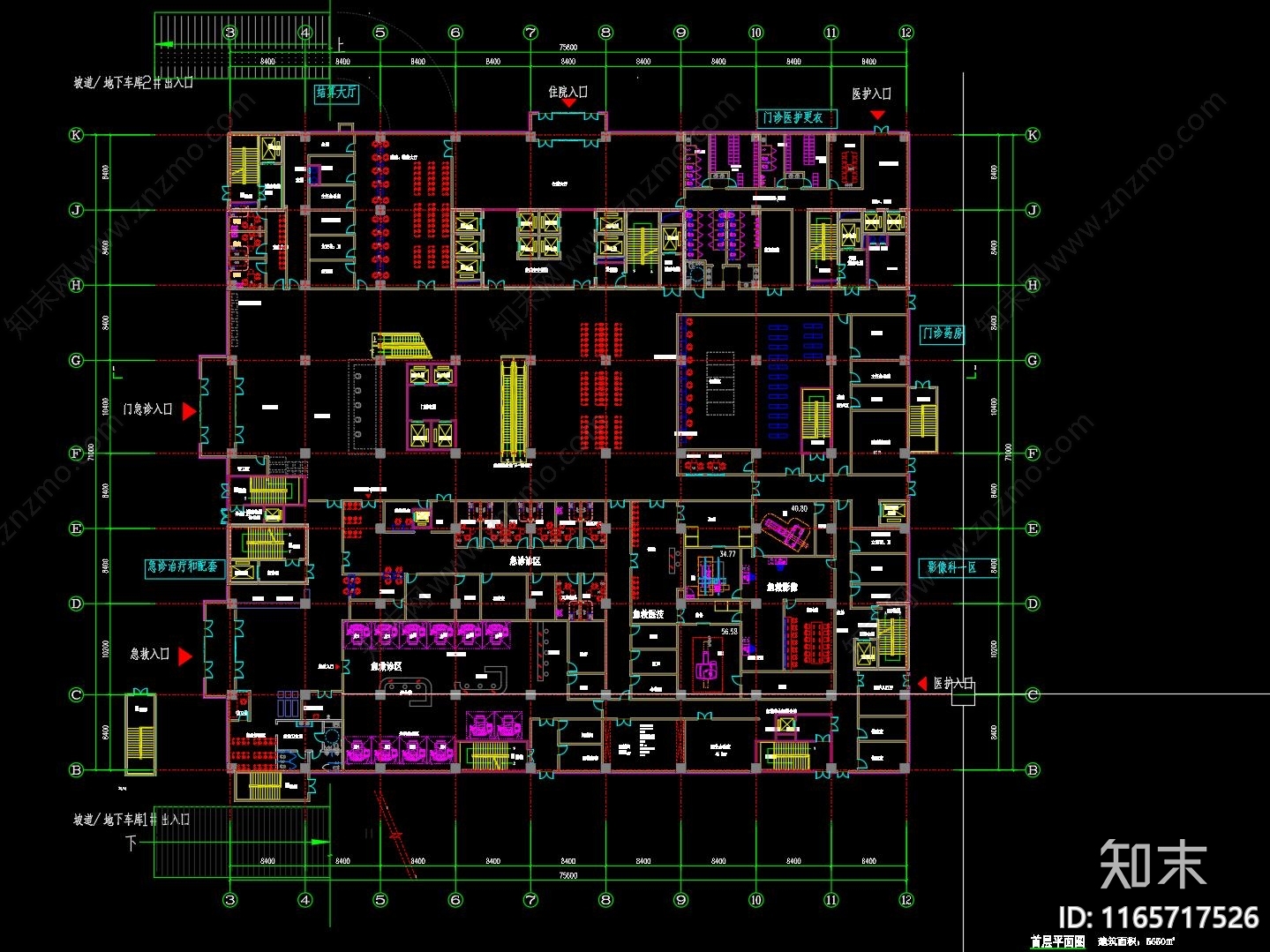 现代医院建筑cad施工图下载【ID:1165717526】