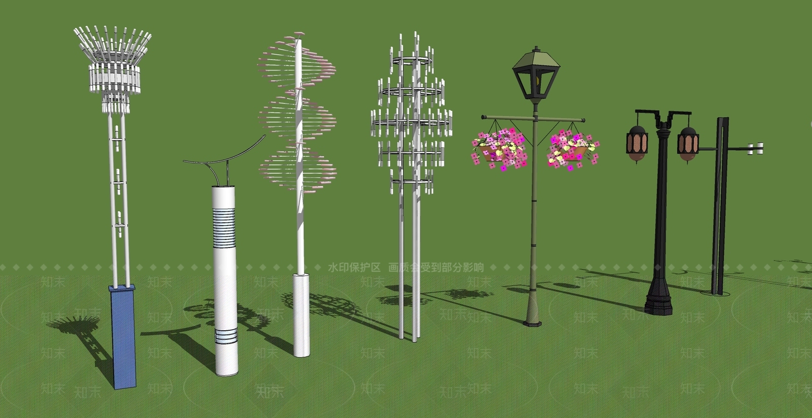 现代新中式路灯SU模型下载【ID:1165718087】