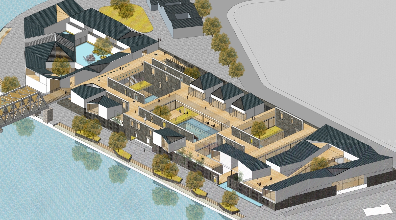 新中式展览馆建筑SU模型下载【ID:1165719554】